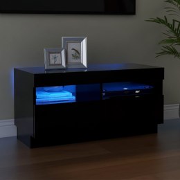  Szafka pod TV z oświetleniem LED, czarna, 80x35x40 cm Lumarko!