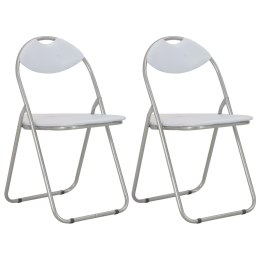  Składane krzesła jadalniane, 2 szt., białe, sztuczna skóra Lumarko!
