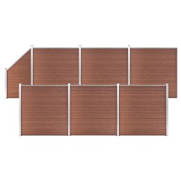 Lumarko Ogrodzenie WPC 6 paneli kwadratowych 1 skośny 1138x186 cm, brąz