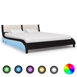  Rama łóżka z LED, czarno-biała, sztuczna skóra, 160 x 200 cm Lumarko!