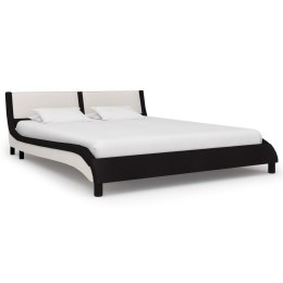  Rama łóżka z LED, czarno-biała, sztuczna skóra, 160 x 200 cm Lumarko!