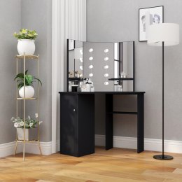  Toaletka narożna z lampkami LED, czarna, 111 x 54 x 141,5 cm Lumarko!