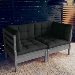 Lumarko 2-osobowa sofa ogrodowa z antracytowymi poduszkami, sosnowa!