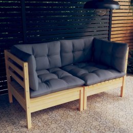 Lumarko 2-osobowa sofa ogrodowa z szarymi poduszkami, drewno sosnowe!