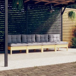  4-osobowa sofa ogrodowa z szarymi poduszkami, drewno sosnowe Lumarko!