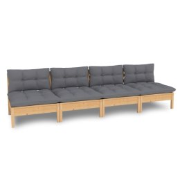  4-osobowa sofa ogrodowa z szarymi poduszkami, drewno sosnowe Lumarko!