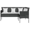  Sofa w kształcie litery L z poduszkami, rattan PE, czarna Lumarko!