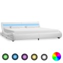  Rama łóżka z LED, biała, sztuczna skóra, 180 x 200 cm Lumarko!