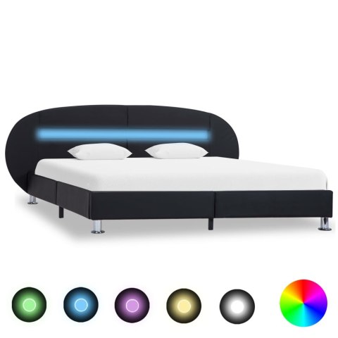  Rama łóżka z LED, czarna, sztuczna skóra, 180 x 200 cm Lumarko!
