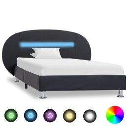  Rama łóżka z LED, czarna, sztuczna skóra, 90 x 200 cm Lumarko!