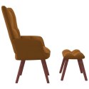  Fotel z podnóżkiem, brązowy, obity aksamitem Lumarko!