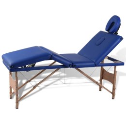 Lumarko Niebieski składany stół do masażu 4 strefy z drewnianą ramą!