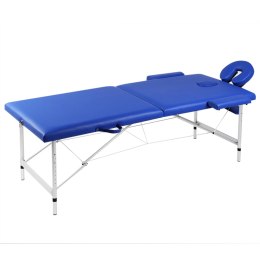  Składany stół do masażu z aluminiową ramą, 2 strefy, niebieski Lumarko!