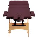  Składany stół do masażu, 3 strefy, drewniany, winny fiolet Lumarko!