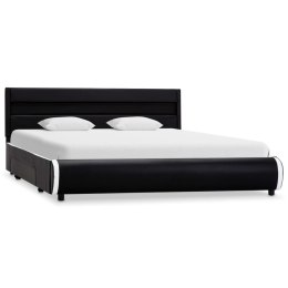  Rama łóżka z LED, czarna, sztuczna skóra, 140 x 200 cm Lumarko!