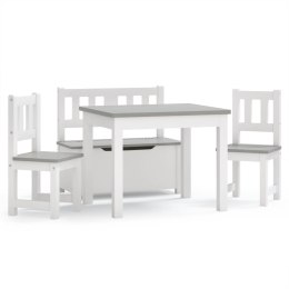 Lumarko 4-cz. zestaw dziecięcy, stolik i krzesła, biało-szare, MDF!
