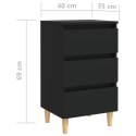  2 szafki nocne z drewnianymi nóżkami, czarne, 40x35x69 cm Lumarko!