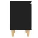  Szafka nocna z drewnianymi nóżkami, czarna, 40x30x50 cm Lumarko!