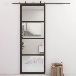  Drzwi przesuwne, aluminium i szkło ESG, 76x205 cm, czarne Lumarko!