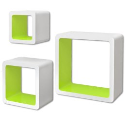 Lumarko 3 biało zielone półki ozdobne MDF Cube!