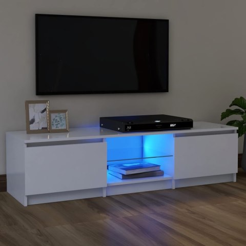  Szafka pod TV z oświetleniem LED, biała, 120x30x35,5 cm Lumarko!