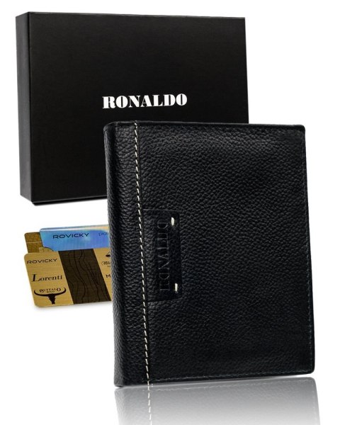  Duży skórzany czarny portfel męski RFID — Ronaldo!