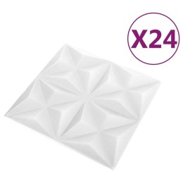  Panele ścienne 3D, 24 szt., 50x50 cm, białe origami, 6 m² Lumarko!