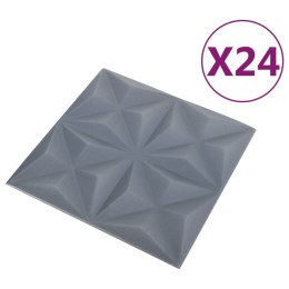  Panele ścienne 3D, 24 szt., 50x50 cm, szary origami, 6 m² Lumarko!
