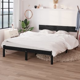 Lumakro rama łóżka czarne lite drewno 120x190 cm