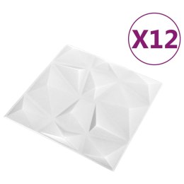  Panele ścienne 3D, 12 szt., 50x50 cm, biały diament, 3 m² Lumarko!