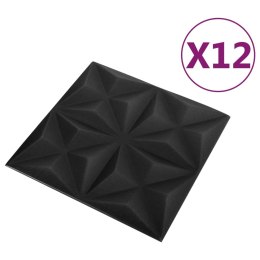  Panele ścienne 3D, 12 szt., 50x50 cm, czarny origami, 3 m² Lumarko!