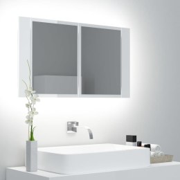  Szafka łazienkowa z lustrem i LED, biel z połyskiem, 80x12x45cm Lumarko!