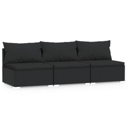  3-osobowa sofa z poduszkami, czarna, polirattan Lumarko!