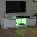  Szafka pod TV z LED, biała, wysoki połysk, 140x40x35,5 cm Lumarko!