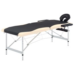 Lumarko 2-strefowy, składany stół do masażu, aluminium, czarno-beżowy!
