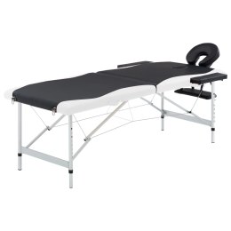  2-strefowy, składany stół do masażu, aluminium, czarno-biały Lumarko!