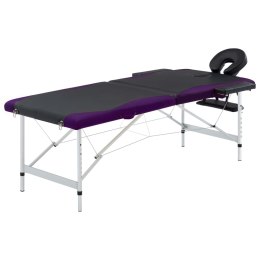 Lumarko 2-strefowy, składany stół do masażu, aluminium, czarno-fioletowy!
