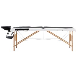  Składany stół do masażu, 2 strefy, drewniany, czarno-biały Lumarko!