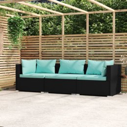  3-osobowa sofa ogrodowa z poduszkami, czarna, polirattan Lumarko!
