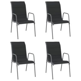  Krzesła ogrodowe, 4 szt., stal i tworzywo textilene, czarne Lumarko!