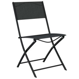  Składane krzesła ogrodowe, 2 szt., czarne, stal i textilene Lumarko!