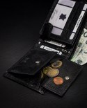 Skórzany portfel z dużą sekcją na karty i ochroną RFID — Rovicky