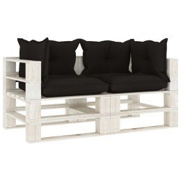  Ogrodowa sofa 2-osobowa z palet, z czarnymi poduszkami, drewno Lumarko!