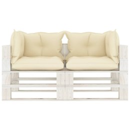  Ogrodowa sofa 2-osobowa z palet, z kremowymi poduszkami, drewno Lumarko!