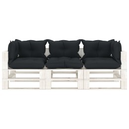  Ogrodowa sofa 3-osobowa z palet, antracytowe poduszki, drewno Lumarko!