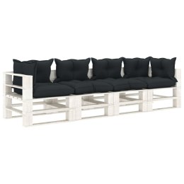  Ogrodowa sofa 4-osobowa z palet, antracytowe poduszki, drewno Lumarko!