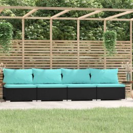  4-osobowa sofa ogrodowa z poduszkami, czarna, polirattan Lumarko!