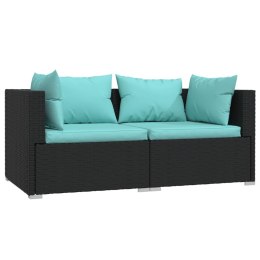  2-osobowa sofa ogrodowa z poduszkami, czarna, polirattan Lumarko!