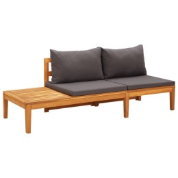  Ławka ogrodowa ze stolikiem, szare poduszki, drewno akacjowe Lumarko!