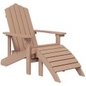  Krzesła ogrodowe  z podnóżkami, 2 szt., HDPE, brązowe Lumarko!